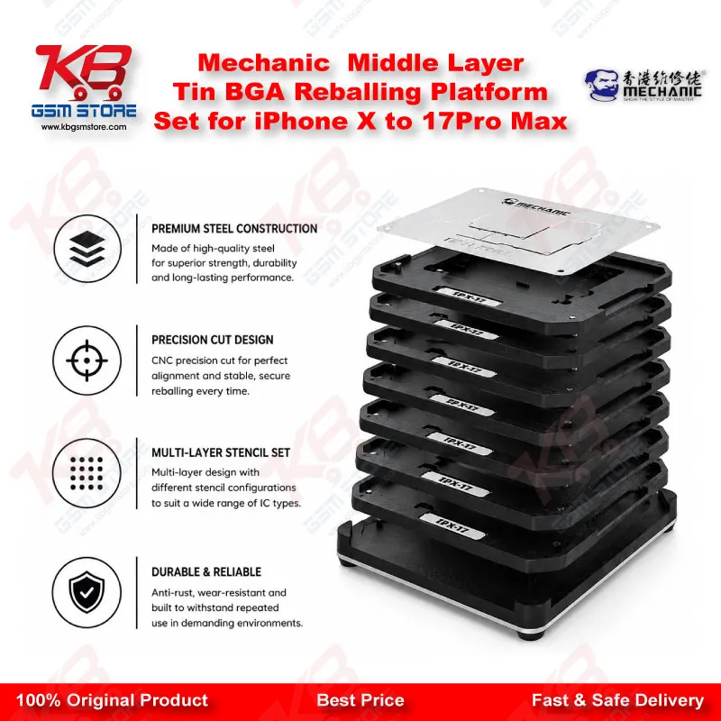 Mechanic Middle Layer Tin BGA Reballing Platform Set for iPhone X to 17 Pro Max