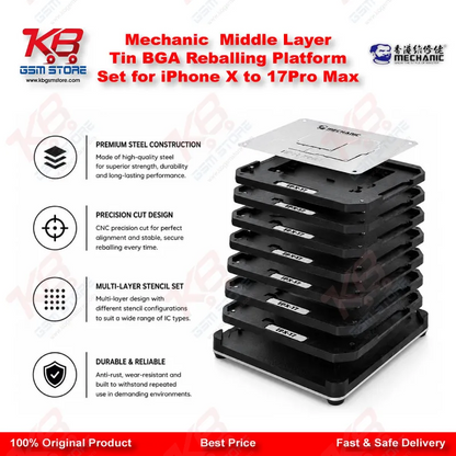 Mechanic Middle Layer Tin BGA Reballing Platform Set for iPhone X to 17 Pro Max