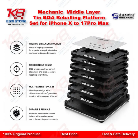 Mechanic Middle Layer Tin BGA Reballing Platform Set for iPhone X to 17 Pro Max