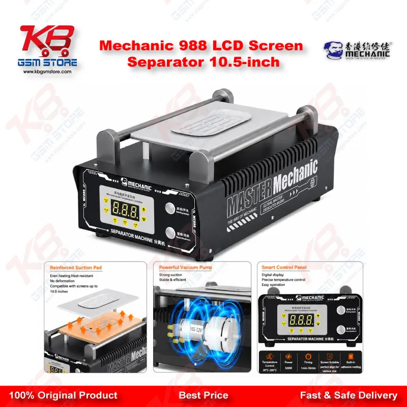 Mechanic 988 LCD Screen Separator Machine – 10.5 Inch Vacuum & Heating Separator for Mobile Repair
