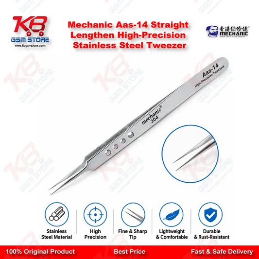 Mechanic Aas-14 Straight Lengthen High-Precision Stainless Steel Tweezer