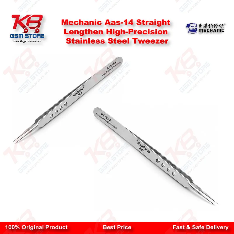 Mechanic Aas-14 Straight Lengthen High-Precision Stainless Steel Tweezer