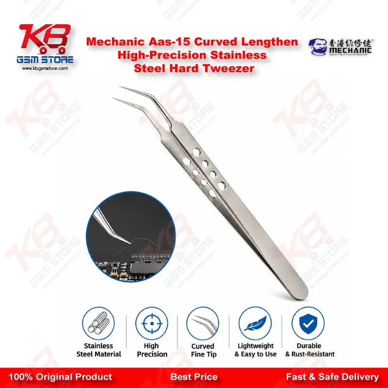 Mechanic Aas-15 Curved Lengthen High-Precision Stainless Steel Hard Tweezer