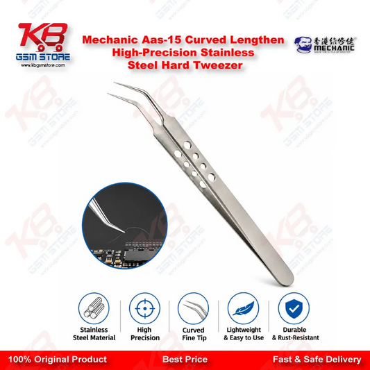 Mechanic Aas-15 Curved Lengthen High-Precision Stainless Steel Hard Tweezer