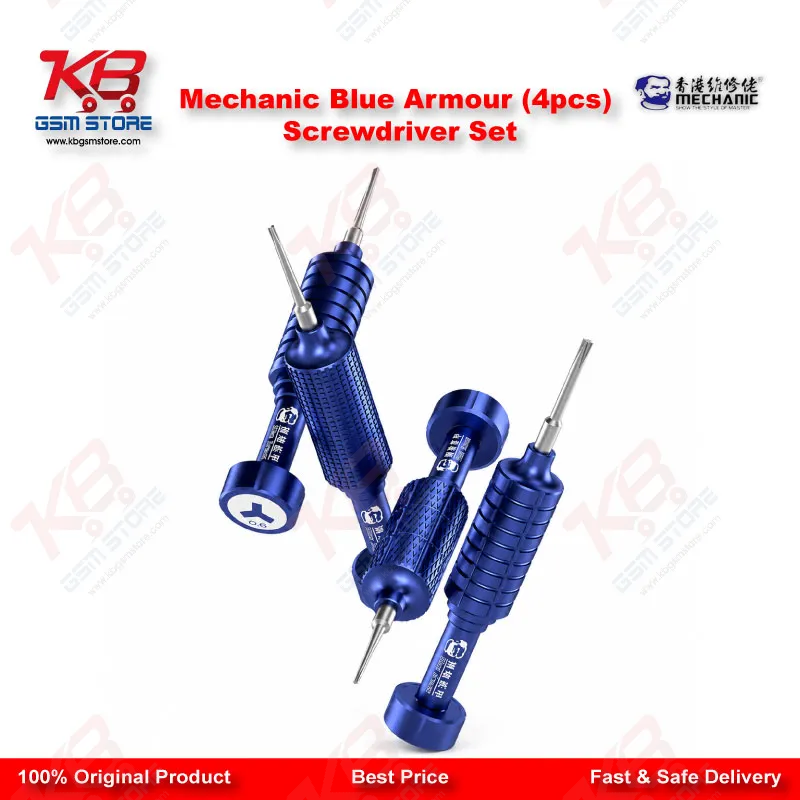 Product Title: Mechanic Blue Armor 4-in-1 Magnetic Precision Screwdriver Set for iPhone & Mobile Repair