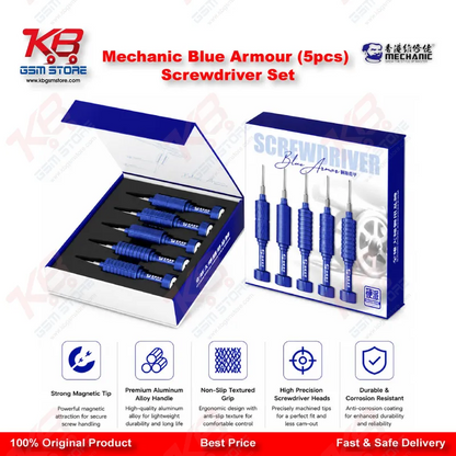 Product Title: Mechanic Blue Armor 5Pcs Magnetic Precision Screwdriver Set – Mobile Repair Tool Kit