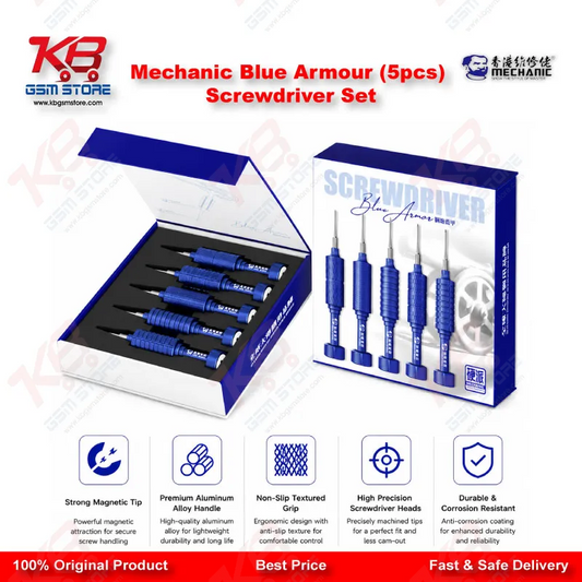 Product Title: Mechanic Blue Armor 5Pcs Magnetic Precision Screwdriver Set – Mobile Repair Tool Kit