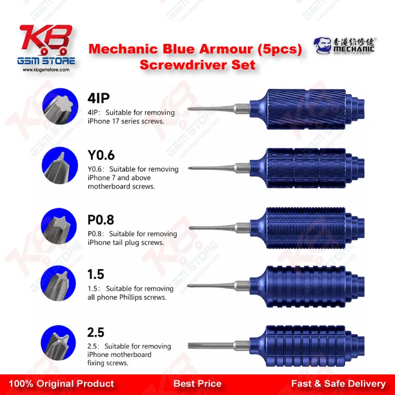 Product Title: Mechanic Blue Armor 5Pcs Magnetic Precision Screwdriver Set – Mobile Repair Tool Kit