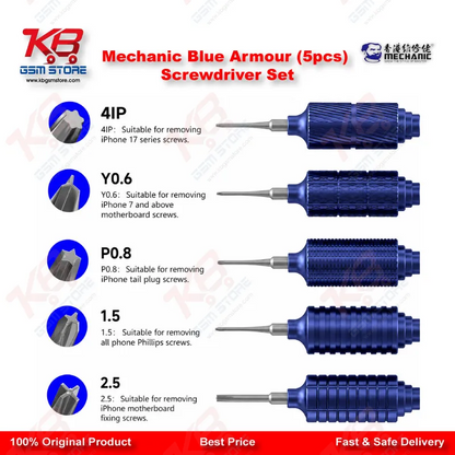 Product Title: Mechanic Blue Armor 5Pcs Magnetic Precision Screwdriver Set – Mobile Repair Tool Kit