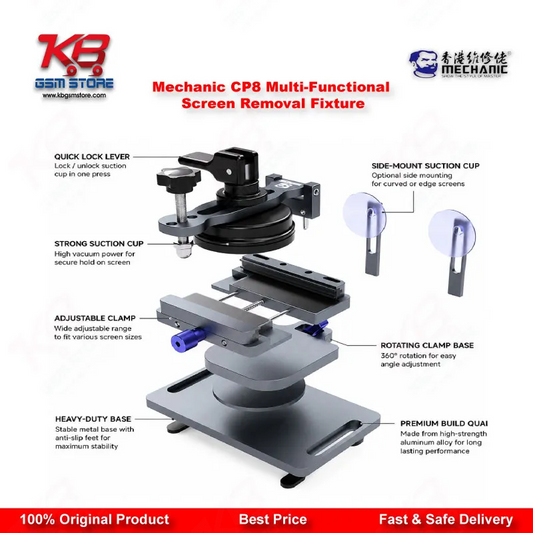 Mechanic CP8 Multi-Functional Screen Removal Fixture with Side-Hanging Suction Cup for Mobile Phone LCD & Back Cover Separation
