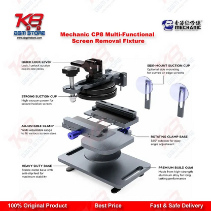 Mechanic CP8 Multi-Functional Screen Removal Fixture with Side-Hanging Suction Cup for Mobile Phone LCD & Back Cover Separation