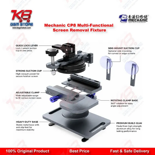 Mechanic CP8 Multi-Functional Screen Removal Fixture with Side-Hanging Suction Cup for Mobile Phone LCD & Back Cover Separation