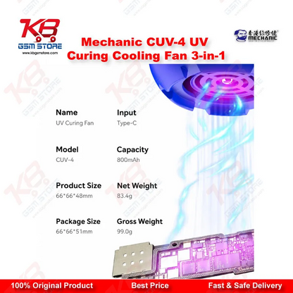 Mechanic CUV-4 UV Curing Cooling Fan 3-in-1 for Mobile Phone PCB Repair | KB GSM Store Pakistan