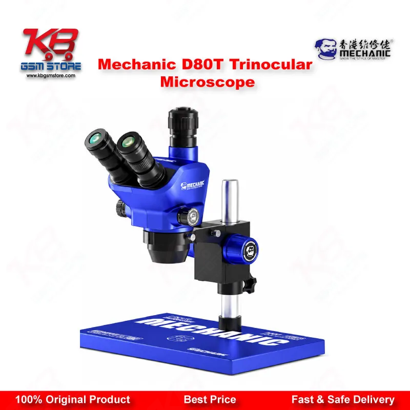 Mechanic D80T 8X-80X Trinocular Stereo Microscope for Mobile Phone PCB BGA IC Micro-Soldering Repair