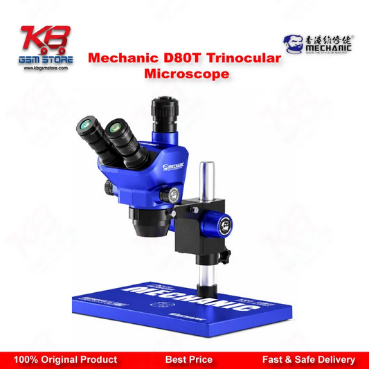 Mechanic D80T 8X-80X Trinocular Stereo Microscope for Mobile Phone PCB BGA IC Micro-Soldering Repair