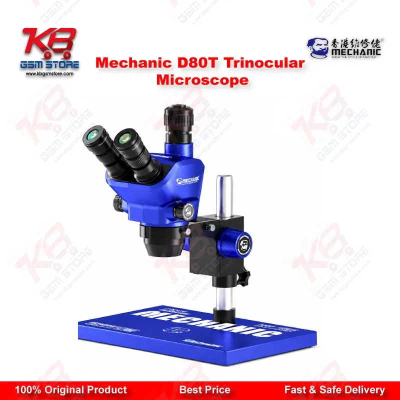 Mechanic D80T 8X-80X Trinocular Stereo Microscope for Mobile Phone PCB BGA IC Micro-Soldering Repair