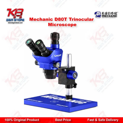 Mechanic D80T 8X-80X Trinocular Stereo Microscope for Mobile Phone PCB BGA IC Micro-Soldering Repair