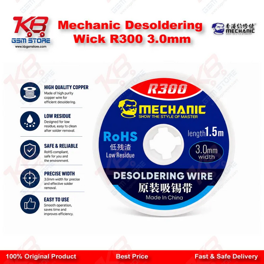 Mechanic R300 Desoldering Wick 3.0mm – Anti-Oxidation Copper Solder Wick for PCB & BGA Repair