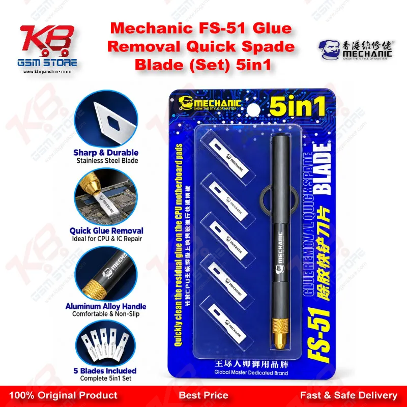 Mechanic FS-51 Glue Removal Quick Spade Blade (Set) 5in1