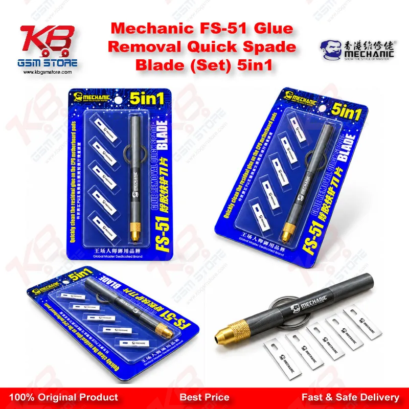 Mechanic FS-51 Glue Removal Quick Spade Blade (Set) 5in1