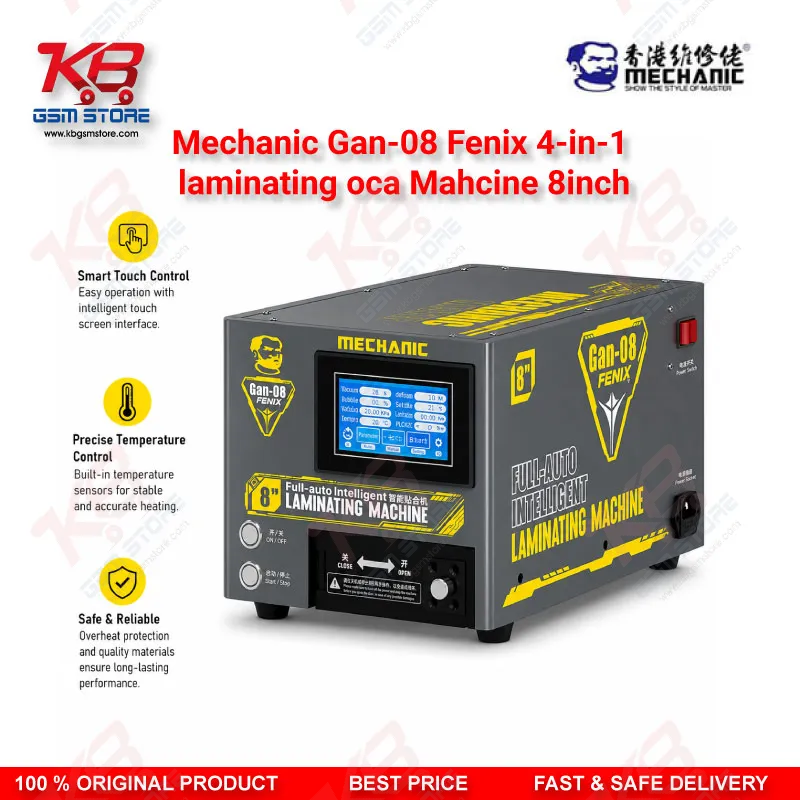 Mechanic GAN-08 Fenix 4-in-1 OCA Laminating & Bubble Removal Machine 8 Inch – Straight & Curved Screen Bonding Tool