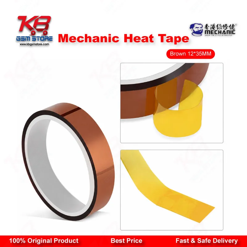 Mechanic Heat Tape Brown 12mm x 35M - Kapton Tape for Mobile Repair