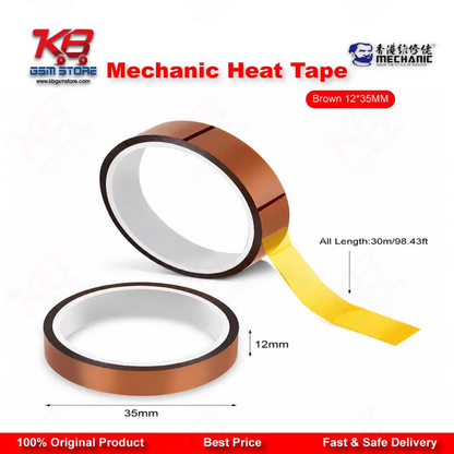 Mechanic Heat Tape Brown 12mm x 35M - Kapton Tape for Mobile Repair