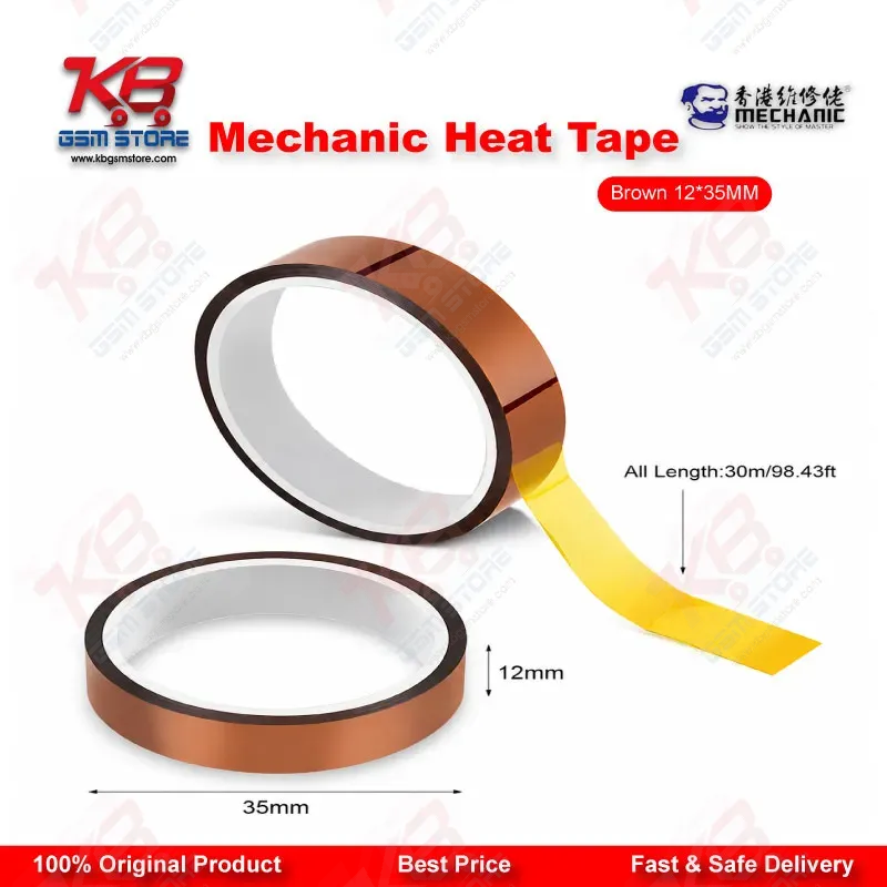 Mechanic Heat Tape Brown 12mm x 35M - Kapton Tape for Mobile Repair