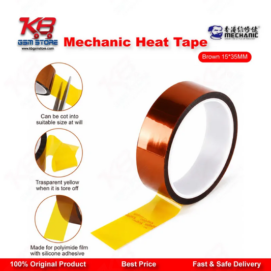 MECHANIC Heat Resistant Tape Brown 15mm x 35M – High Temperature Kapton Tape for Mobile Repair