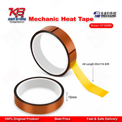 MECHANIC Heat Resistant Tape Brown 15mm x 35M – High Temperature Kapton Tape for Mobile Repair