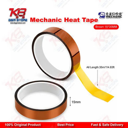 MECHANIC Heat Resistant Tape Brown 15mm x 35M – High Temperature Kapton Tape for Mobile Repair