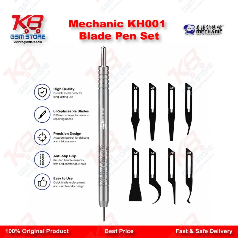 Mechanic KH-001 Quick Disassembly Blade Pen Set – 8 Blade PCB Glue Removal & IC Prying Tool