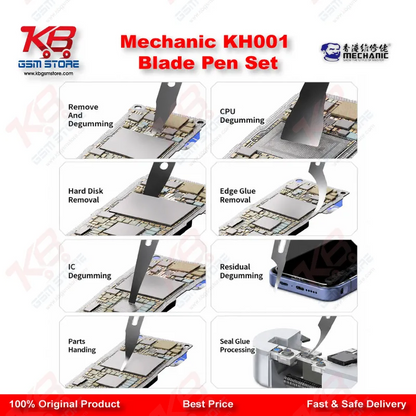 Mechanic KH-001 Quick Disassembly Blade Pen Set – 8 Blade PCB Glue Removal & IC Prying Tool