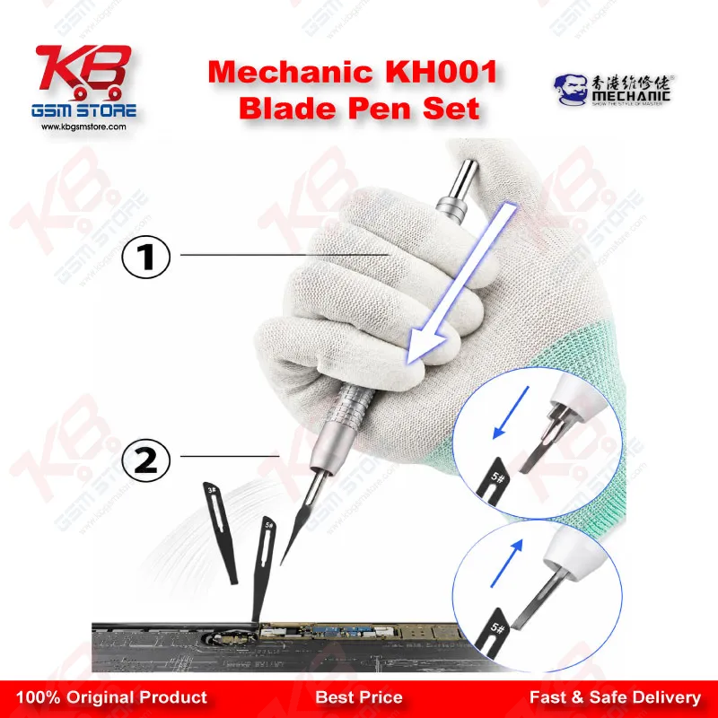 Mechanic KH-001 Quick Disassembly Blade Pen Set – 8 Blade PCB Glue Removal & IC Prying Tool