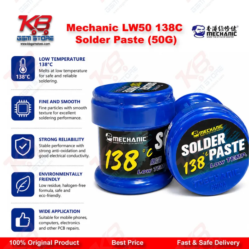 Mechanic LW50 138°C Lead-Free Solder Paste 50G – BGA & SMD Rework Paste