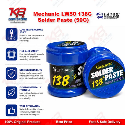 Mechanic LW50 138°C Lead-Free Solder Paste 50G – BGA & SMD Rework Paste
