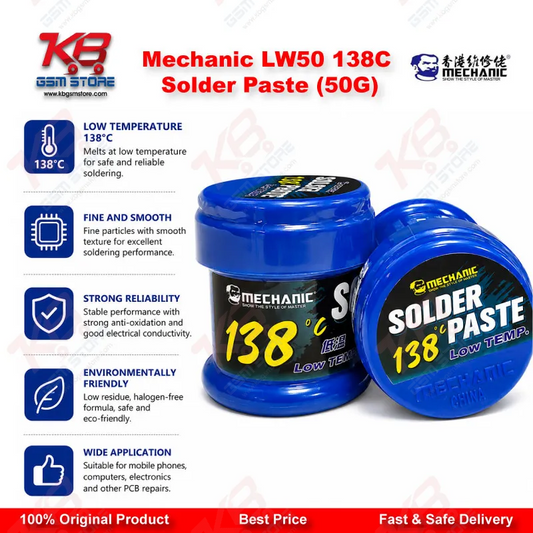 Mechanic LW50 138°C Lead-Free Solder Paste 50G – BGA & SMD Rework Paste