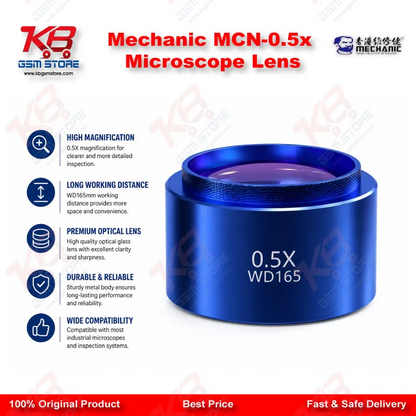 MECHANIC MCN-0.5X Auxiliary Objective Lens – 48mm Barlow Reducer for Stereo Microscopes