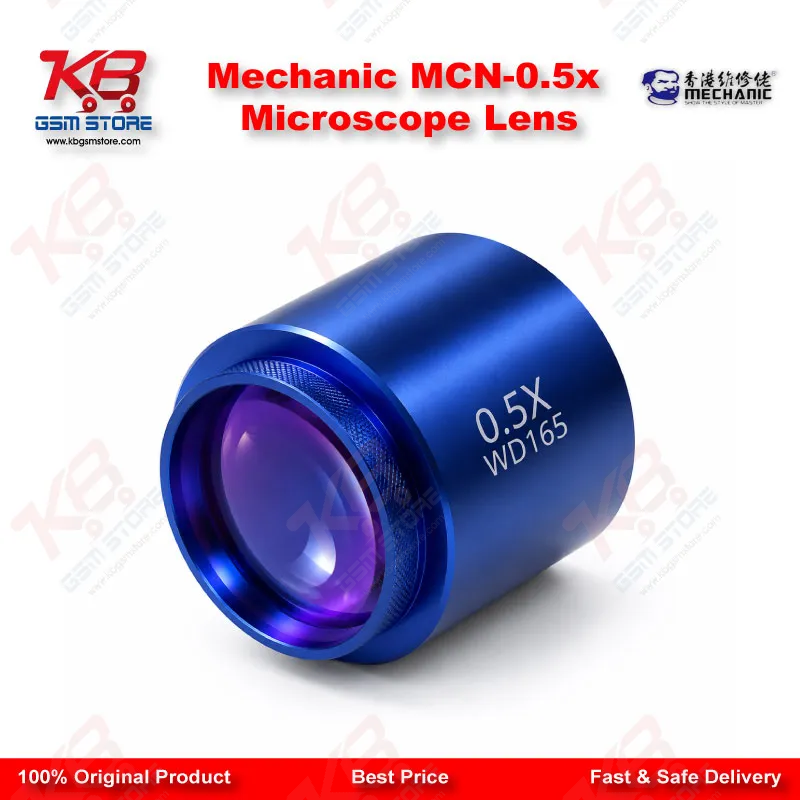 MECHANIC MCN-0.5X Auxiliary Objective Lens – 48mm Barlow Reducer for Stereo Microscopes