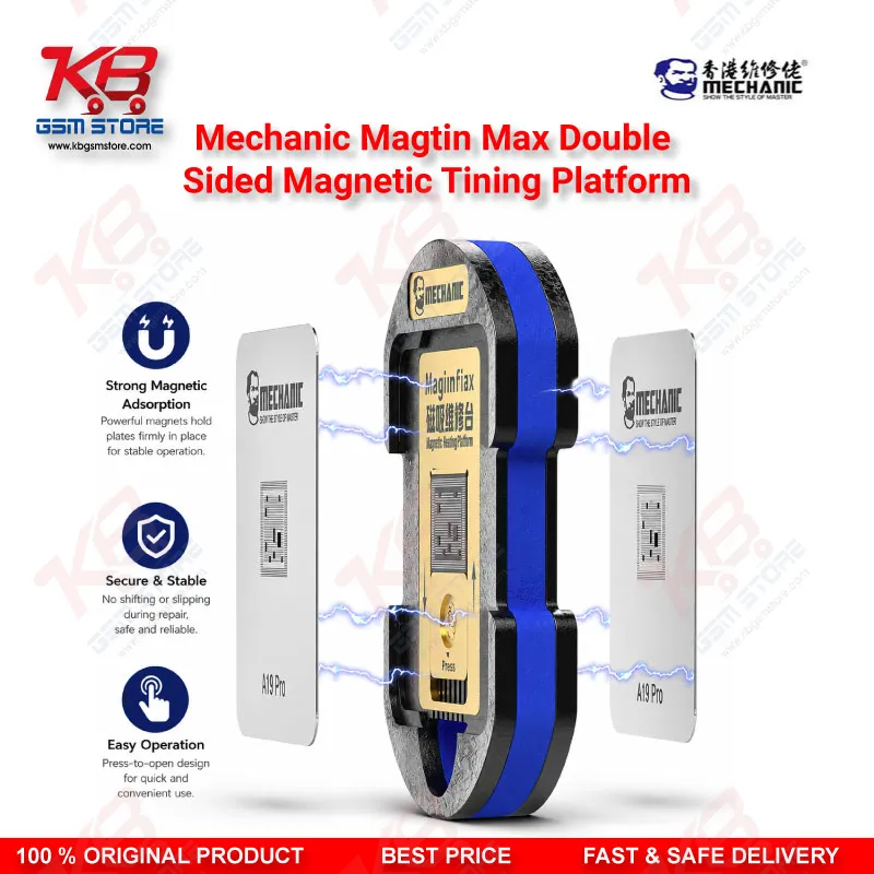 Mechanic MagTin Max Dual-Sided Magnetic BGA Reballing Platform – 75 Stencil Set for iPhone, Samsung, Huawei, Qualcomm & MediaTek
