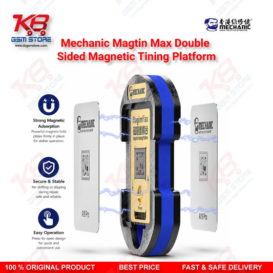 Mechanic MagTin Max Dual-Sided Magnetic BGA Reballing Platform – 75 Stencil Set for iPhone, Samsung, Huawei, Qualcomm & MediaTek