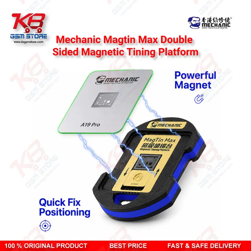 Mechanic MagTin Max Dual-Sided Magnetic BGA Reballing Platform – 75 Stencil Set for iPhone, Samsung, Huawei, Qualcomm & MediaTek