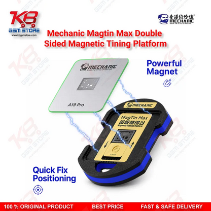 Mechanic MagTin Max Dual-Sided Magnetic BGA Reballing Platform – 75 Stencil Set for iPhone, Samsung, Huawei, Qualcomm & MediaTek
