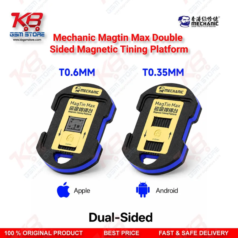 Mechanic MagTin Max Dual-Sided Magnetic BGA Reballing Platform – 75 Stencil Set for iPhone, Samsung, Huawei, Qualcomm & MediaTek