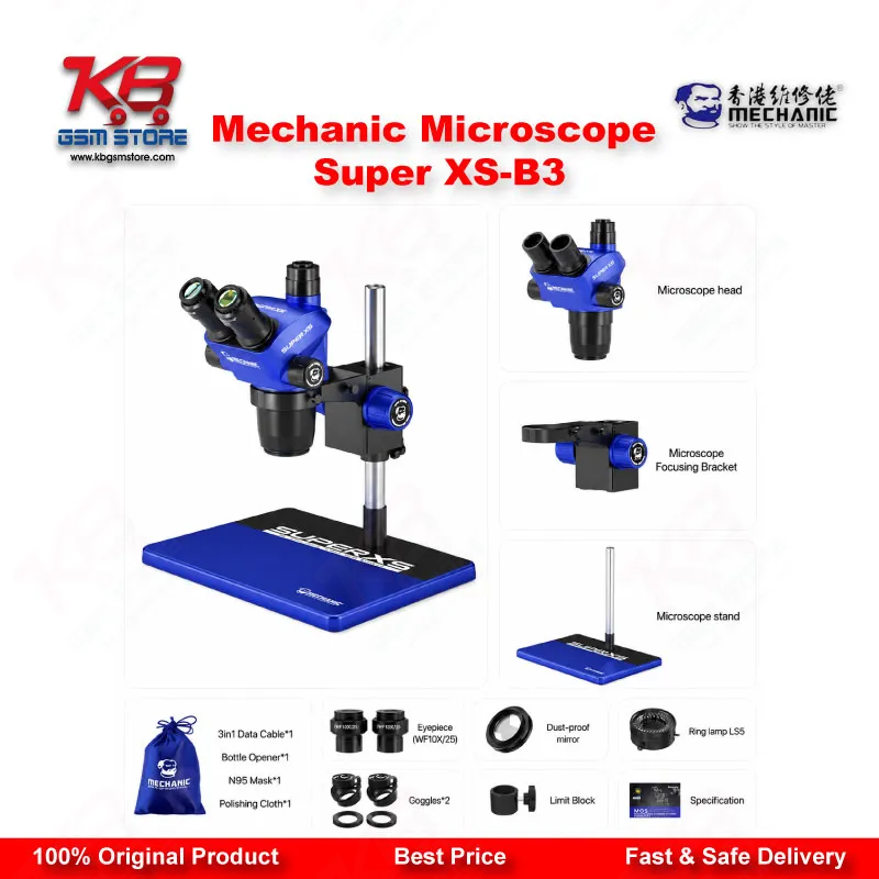 Mechanic Super XS-B3 Trinocular Stereo Microscope for Mobile PCB Repair