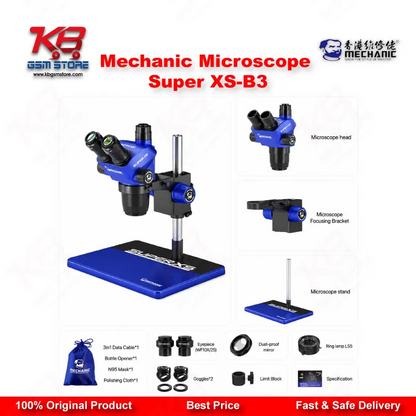 Mechanic Super XS-B3 Trinocular Stereo Microscope for Mobile PCB Repair