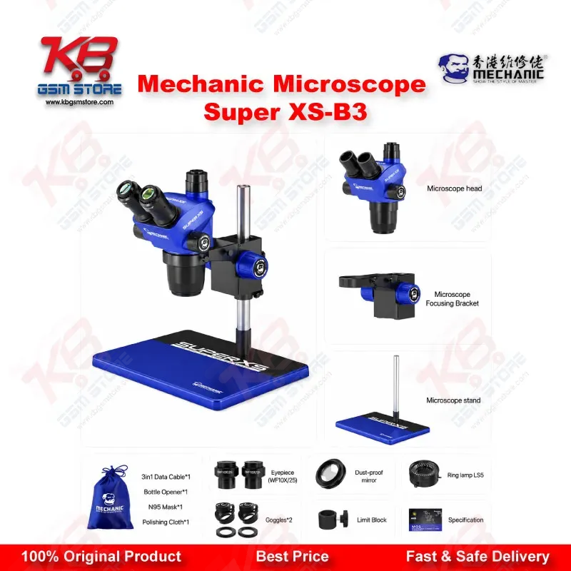 Mechanic Super XS-B3 Trinocular Stereo Microscope for Mobile PCB Repair