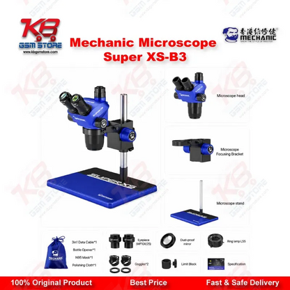 Mechanic Super XS-B3 Trinocular Stereo Microscope for Mobile PCB Repair