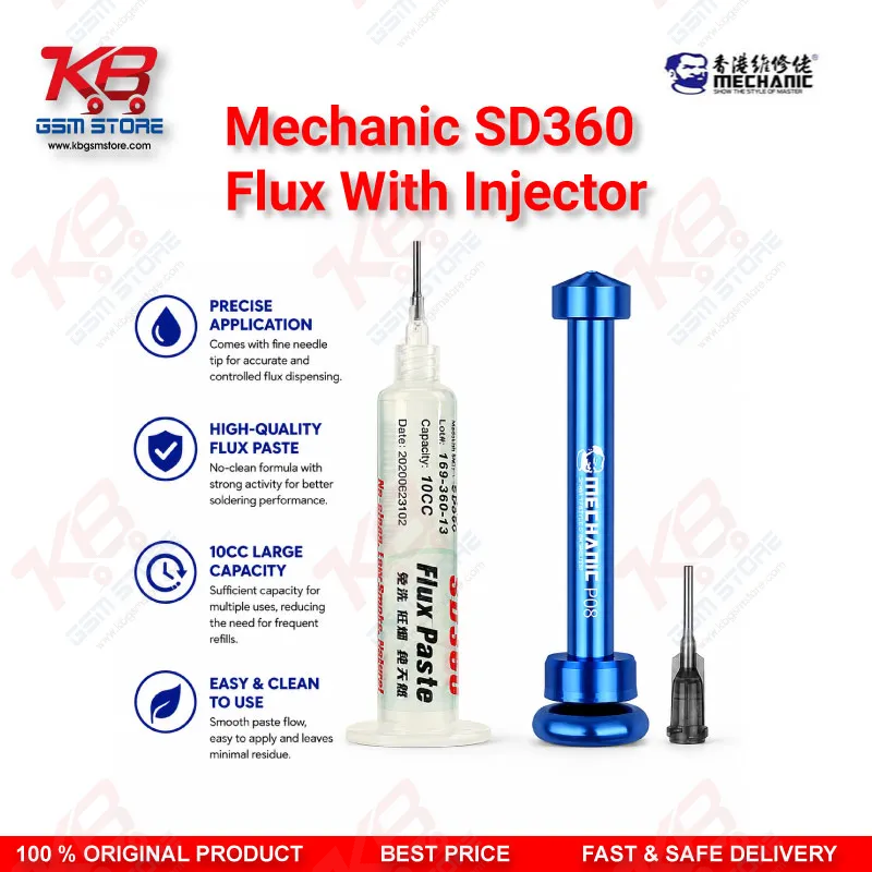 Mechanic SD360 MAX No Clean Flux With Injector – Transparent Low Smoke Solder Flux for Mobile Repair
