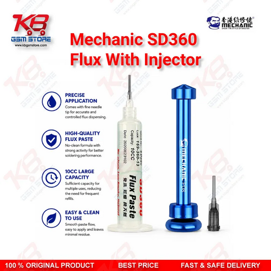 Mechanic SD360 MAX No Clean Flux With Injector – Transparent Low Smoke Solder Flux for Mobile Repair